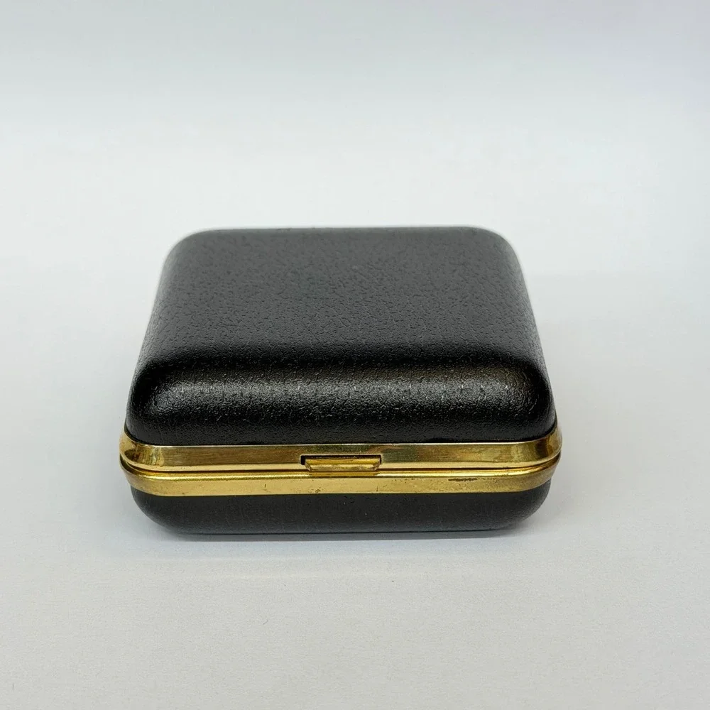 Vintage Marcel Folding Travel Alarm Clock Quartz Japan Black Gold Case Retro